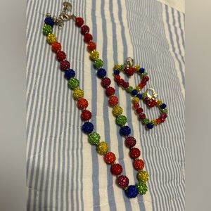 Betsey Johnson rainbow necklace & earring set